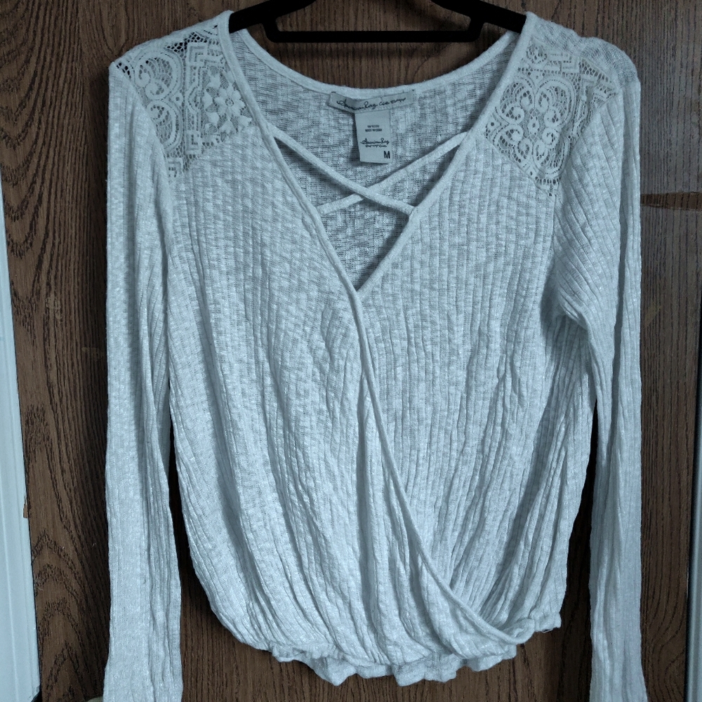 White long sleeve with lace detail